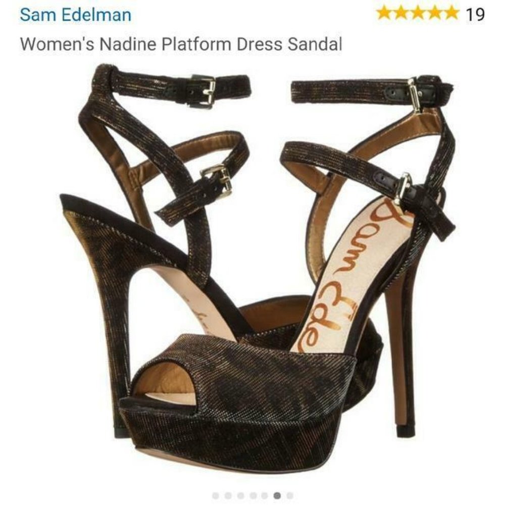 Sam Edelman Women's Nadine Platform Peep Toe, Bronze Leopard, 6 M US